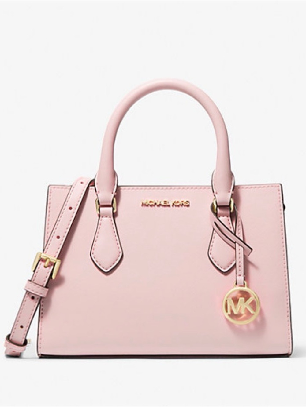 Medium Sheila Satchel in Powder Blush with Gold Hardware